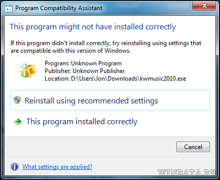 program installed not correctly