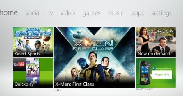панель управления Xbox 360